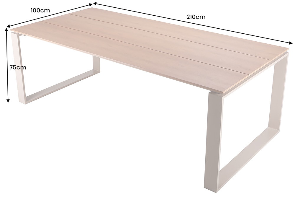 Moderner Gartentisch FLOATING 210cm greige Aluminium wetterfest Outdoor Esstisch