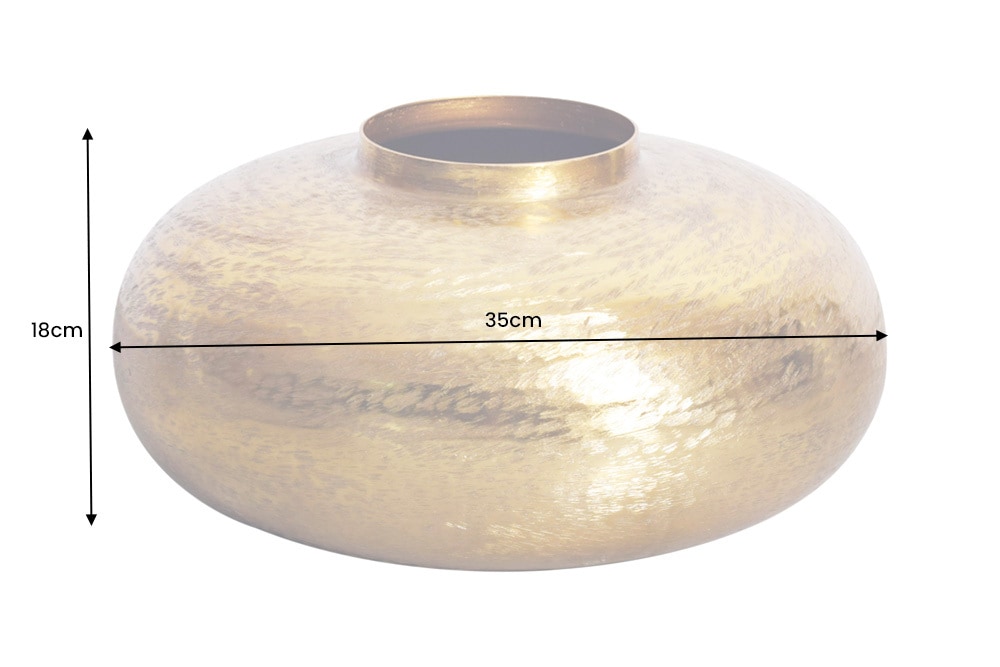 Moderne Deko Vase ABSTRACT ORIENT 35cm gold rund Metall Hammerschlag-Design