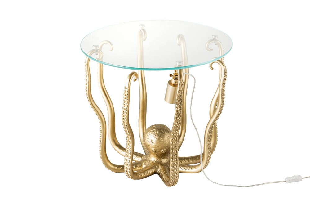 Runder Beistelltisch WILDLIFE OCTOPUS 50cm gold Skulptur Glas