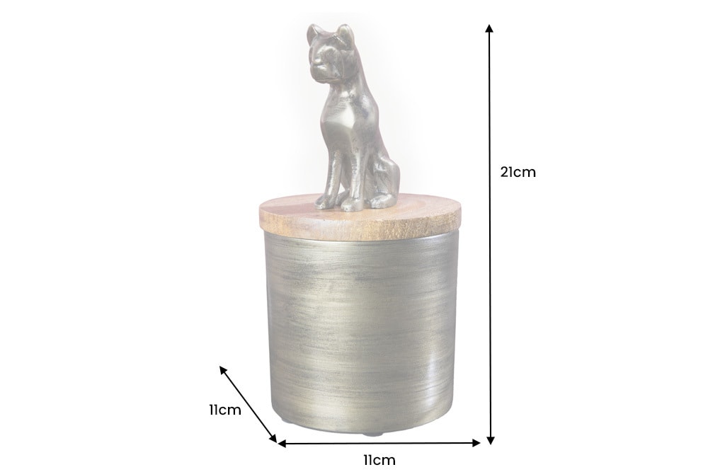 Design Dose PANTHER 20cm gold natur Mangoholz Panther-Figur Metall Dekoration
