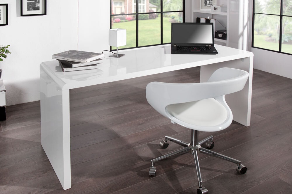 Design Schreibtisch FAST TRADE 160cm weiß Hochglanz Computertisch