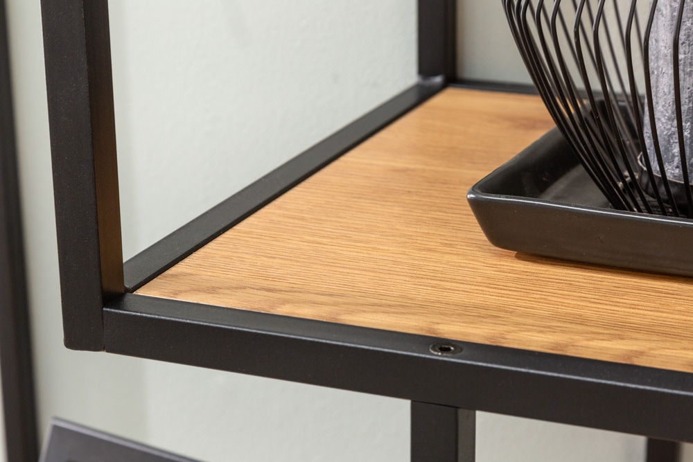 Industrial Bücherregal SLIM LINE 185cm Wildeiche schwarz sechs Regalböden