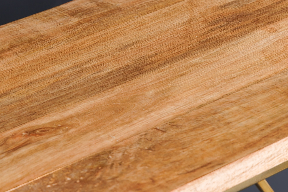 Abstrakter Konsolentisch DIAMOND 120cm natur messing Mangoholz Metallgestell