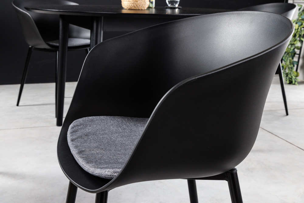 Moderner Stuhl DESIGNO schwarz Kunststoff Gartenstuhl mit Armlehnen Indoor Outdoor