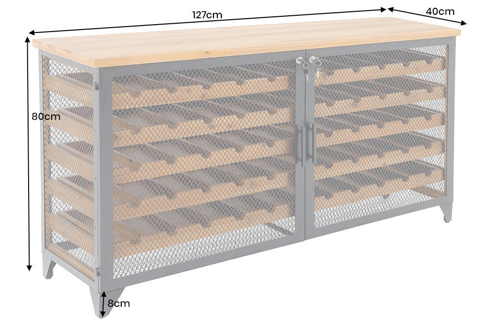 Design Weinboard  BODEGA 130cm natur schwarz Tannenholz Metall Flaschenregal