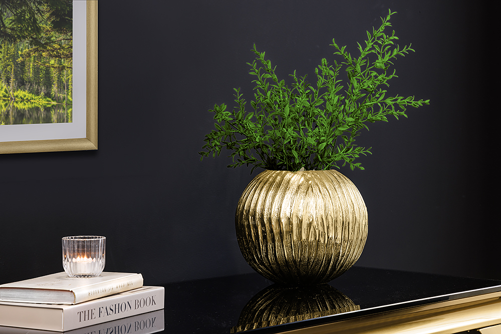 Handgefertigte Deko-Vase ELEGANCE 25cm gold antik Hammerschlag Design