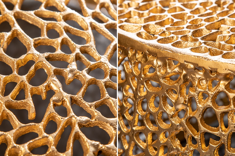 Filigraner Design Couchtisch ABSTRACT LEAF 80cm gold Handarbeit