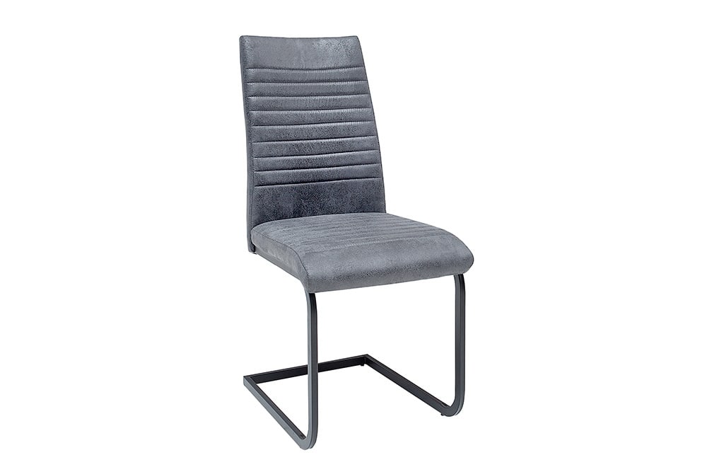Industrial Freischwinger Stuhl APARTMENT antik grau mit Metallgestell