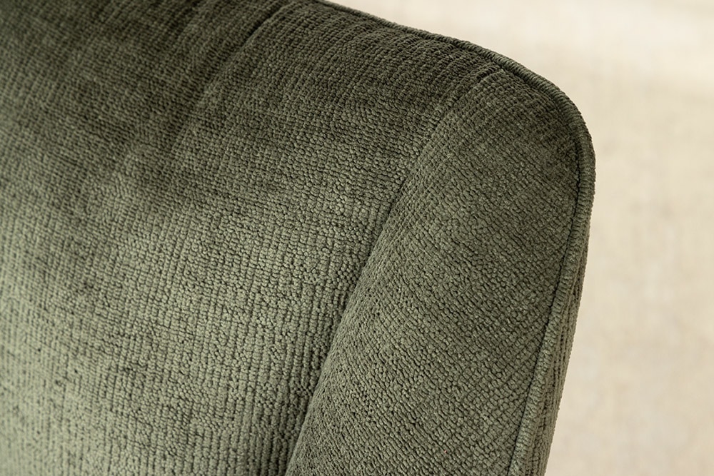 Drehbarer Retro Stuhl AVIGNON grün Chenille schwarze Metallbeine