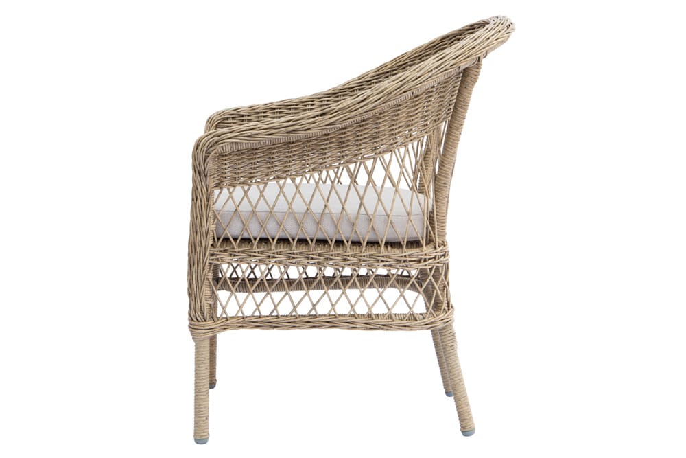 In- und Outdoor Garten-Set ELYSEE natur taupe Polyrattan Aluminium inkl. Tisch Kissen
