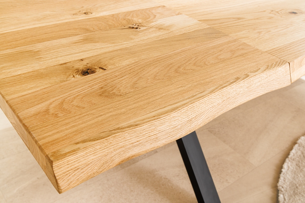 2er Set Ansteckplatten WILD OAK 50cm natur Wildeiche geölt Massivholz Esstisch Verlängerung Baumkante
