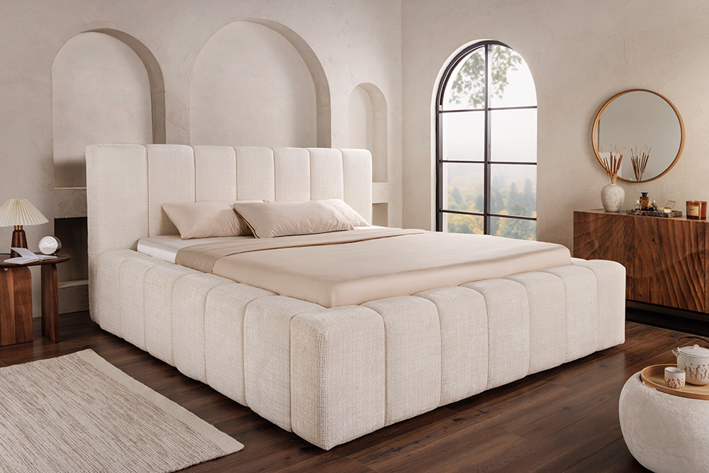 Boxbett SAVOY 180x200cm weiß Chenille Cremona mit Lattenrost und Stauraum Boxbett SAVOY 180x200cm weiß Chenille Cremona mit Lattenrost und Stauraum