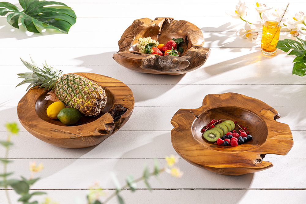 Massive Schale NATURE ROOT 40cm natur Teakholz Wurzelholz