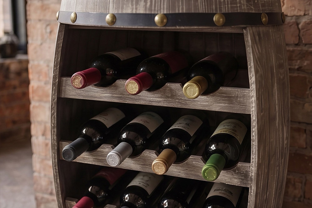 Authentisches Weinregal BODEGA 65cm natur Pinie Weinfass Shabby Chic