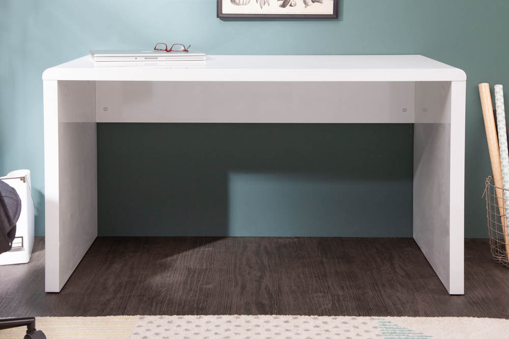 Design Schreibtisch FAST TRADE 120cm weiß Hochglanz Bürotisch