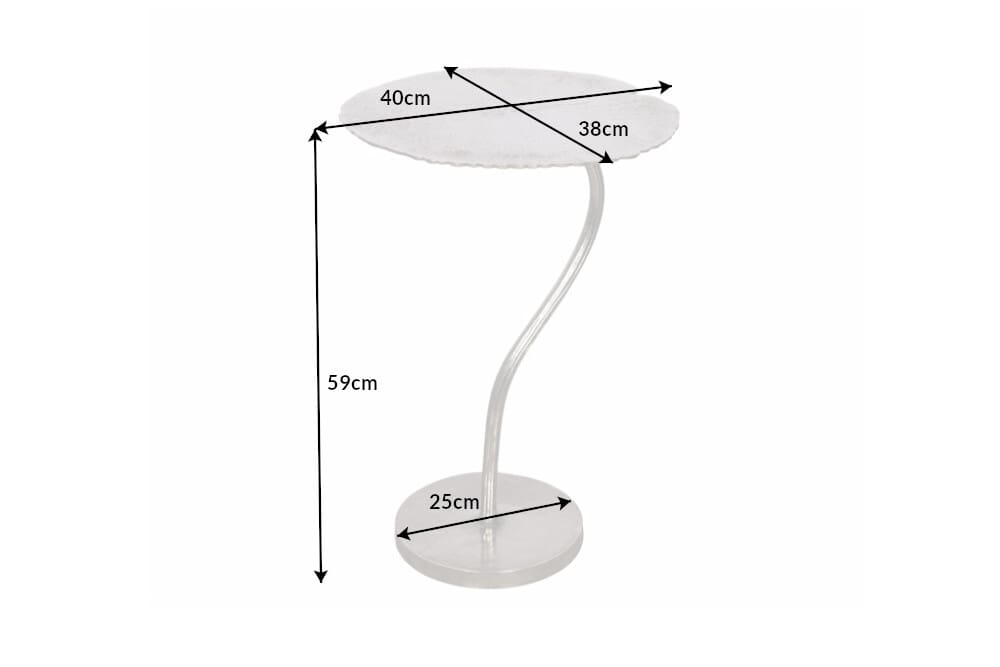 Handgearbeiteter Beistelltisch ABSTRACT LEAF 40cm silber