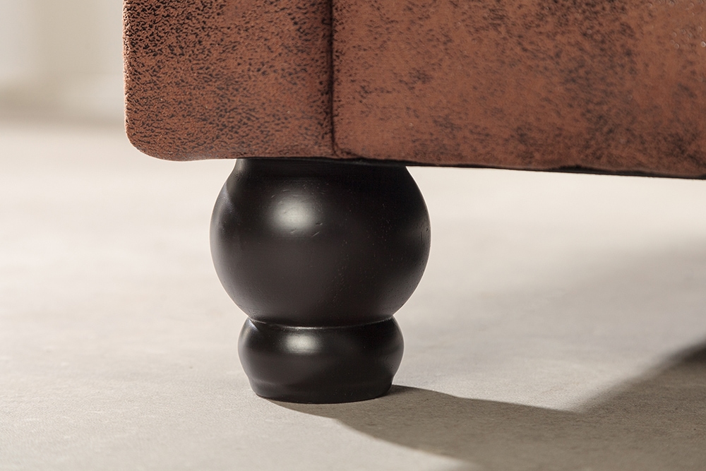 Design Ecksofa CHESTERFIELD 270cm antik braun Microfaser Federkern Ottomane links Vintage