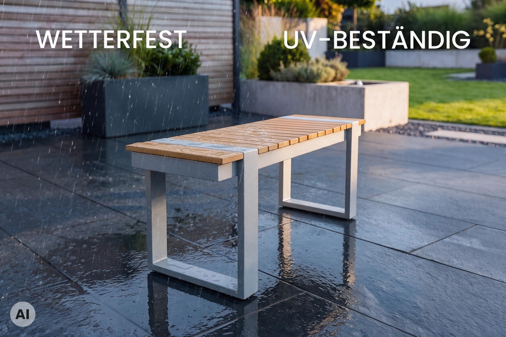 Outdoor Sitzbank TAMPA LOUNGE 125cm greige natur Holz-Design Aluminium wetterfest