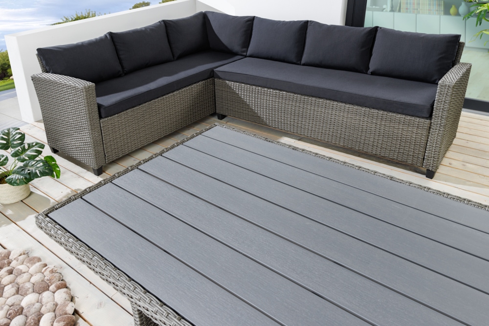 Outdoor Sitzgruppe MONACO 240cm anthrazit Polyrattan Gartenmöbel-Set Ecklounge wetterfest Outdoor Sitzgruppe MONACO 240cm anthrazit Polyrattan Gartenmöbel-Set Ecklounge wetterfest