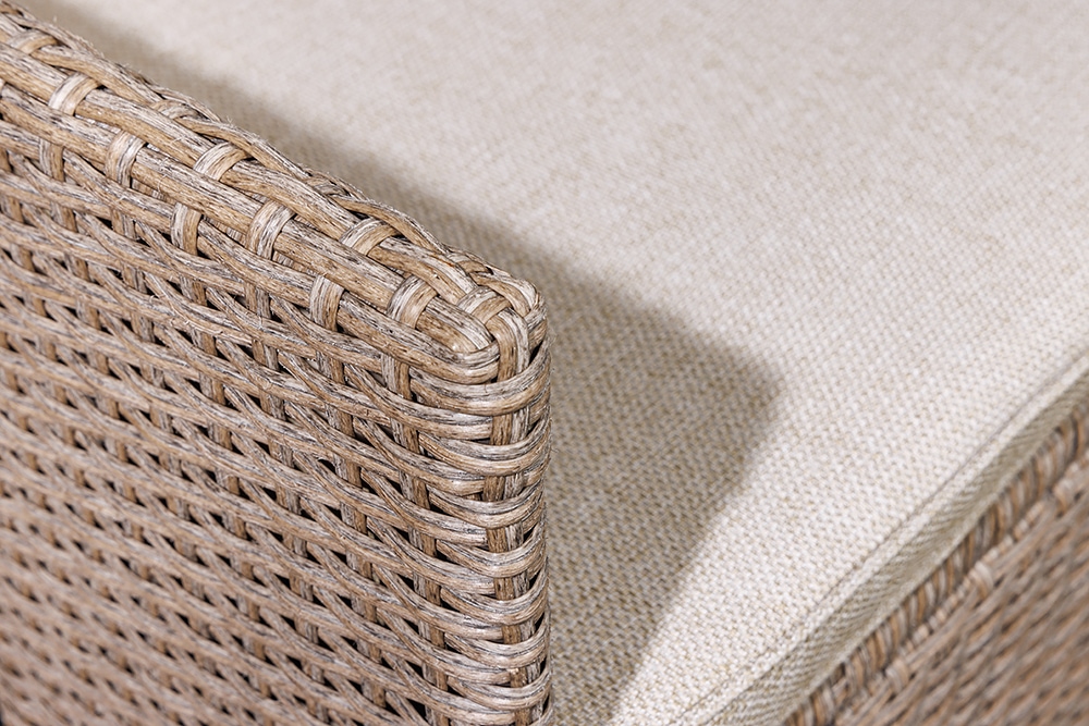 Outdoor Gartenstuhl SYLT natur beige Polyrattan Hochlehner mit Armlehne verstellbar wetterfest