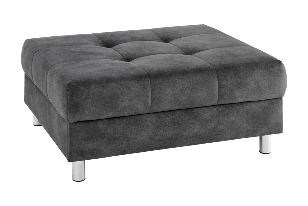 Hocker KENT 100cm grau Samt Taschenfederkern silberne Füße Sitzhocker Fußhocker