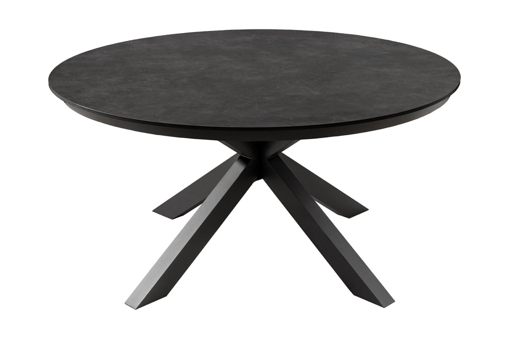 Runder In- und Outdoor Esstisch GALAXY 120cm anthrazit Keramik Aluminium Gartentisch