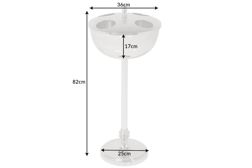 Dekorativer Weinkühler VINO 80cm silber handmade Metall Flaschenkühler Sektkühler