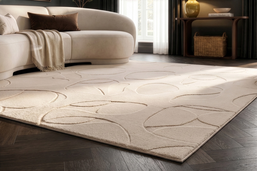 3D Hochflor Teppich LUNA 230x160cm beige Hoch-Tief-Effekt Indoor-Teppich