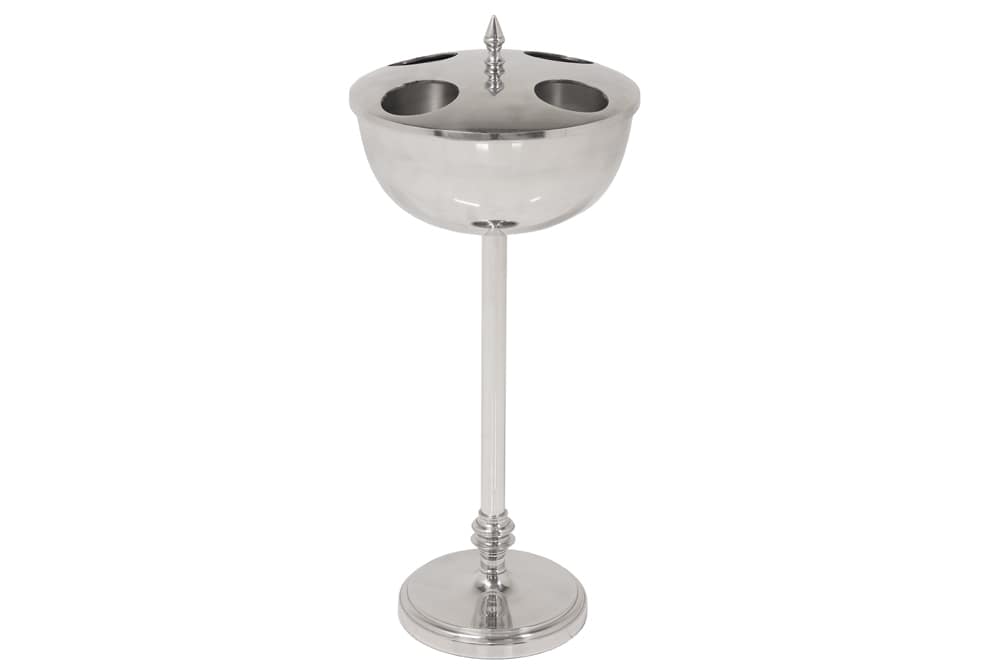 Dekorativer Weinkühler VINO 80cm silber handmade Metall Flaschenkühler Sektkühler
