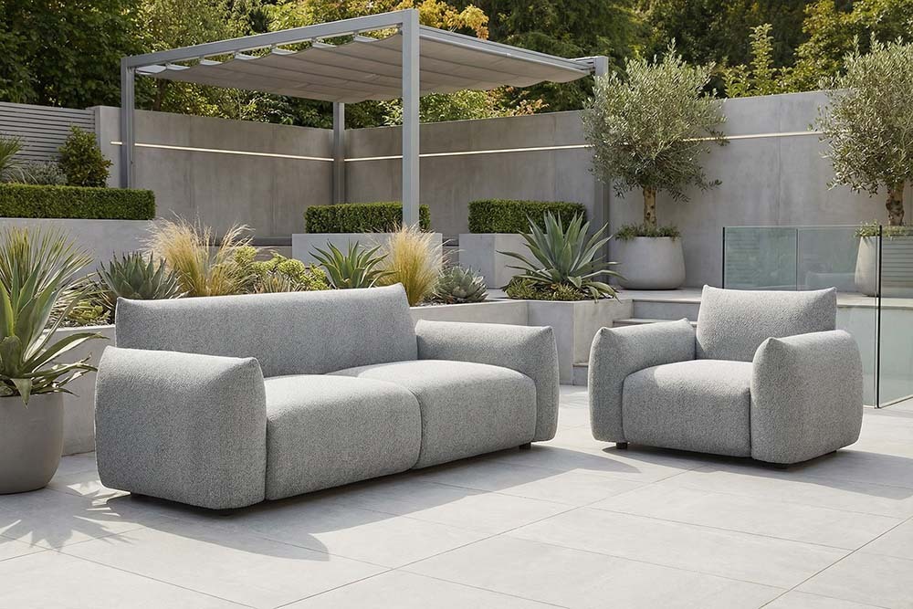 In- und Outdoor Sofa SEAHAWK 205cm anthrazit Aluminium Olefin wetterfest 2-Sitzer Couch