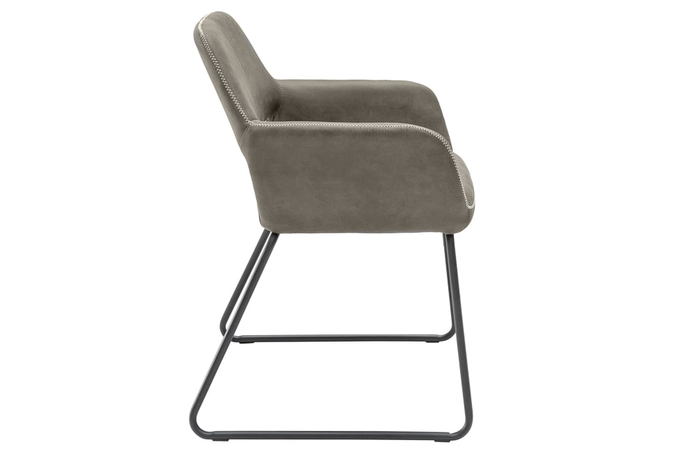 Design Stuhl MUSTANG antik taupe Microfaser mit Armlehne