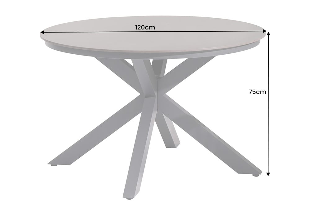 Runder In- und Outdoor Esstisch GALAXY 120cm graphit Keramik anthrazit Aluminium Gartentisch