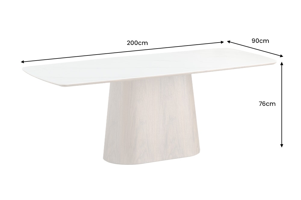 Design Esstisch UNIQUE 200cm weiß Walnuss Keramik Marmor Säulenfuß