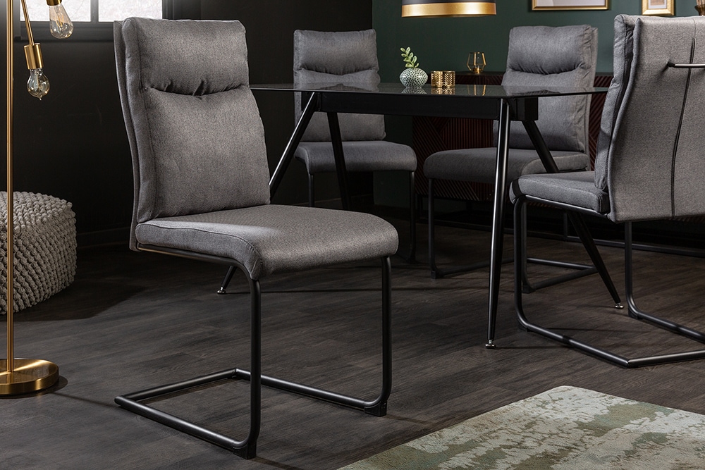 Moderner Freischwinger Stuhl COMFORT grau mit Komfortgriff