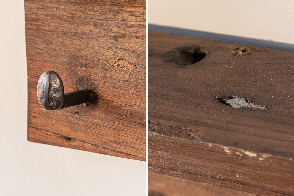 Massive Wandgarderobe HEMINGWAY 60cm natur recyceltes Teakholz mit Ablage