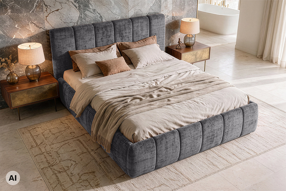 Design Boxbett ADLON 180x200cm grau Chenille mit Stauraum und Lattenrost