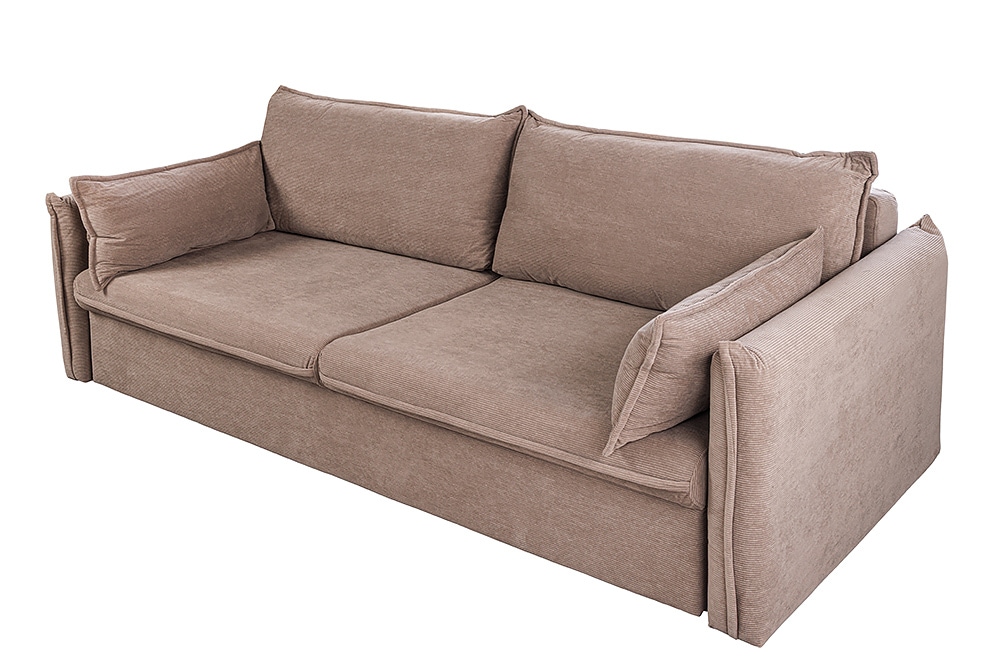 XXL Sofa mit Schlaffunktion APARTMENT  taupe Cord inkl. Bettkasten und Kissen