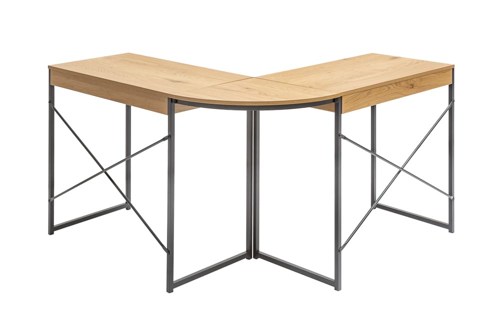 Industrial Eckschreibtisch STUDIO 130cm Eichenoptik mit Schubladen