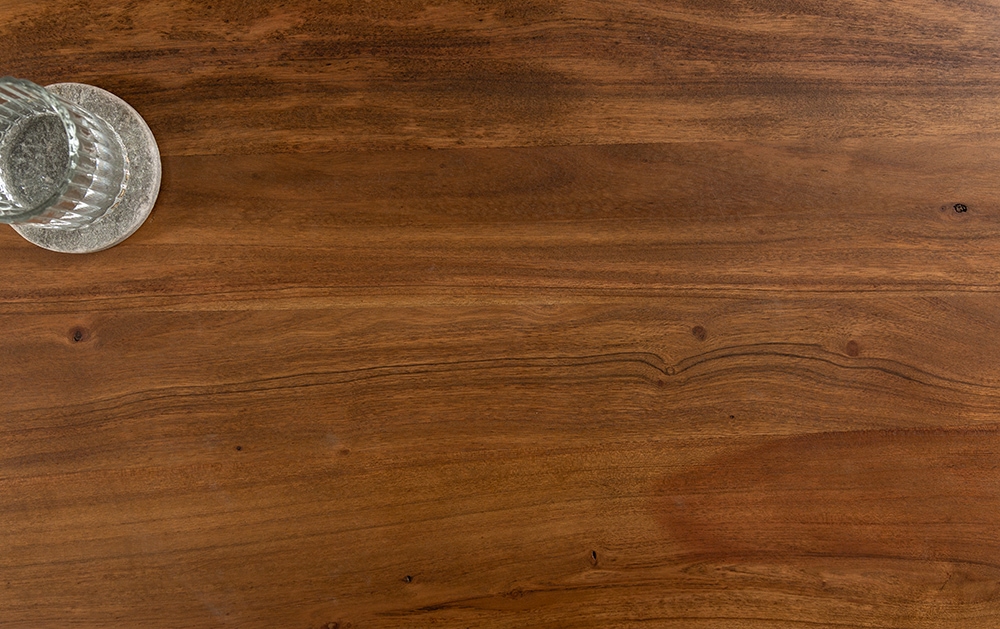 Massivholz Couchtisch MAMMUT 110cm Akazie Baumkante honey finish 3,5cm Tischplatte