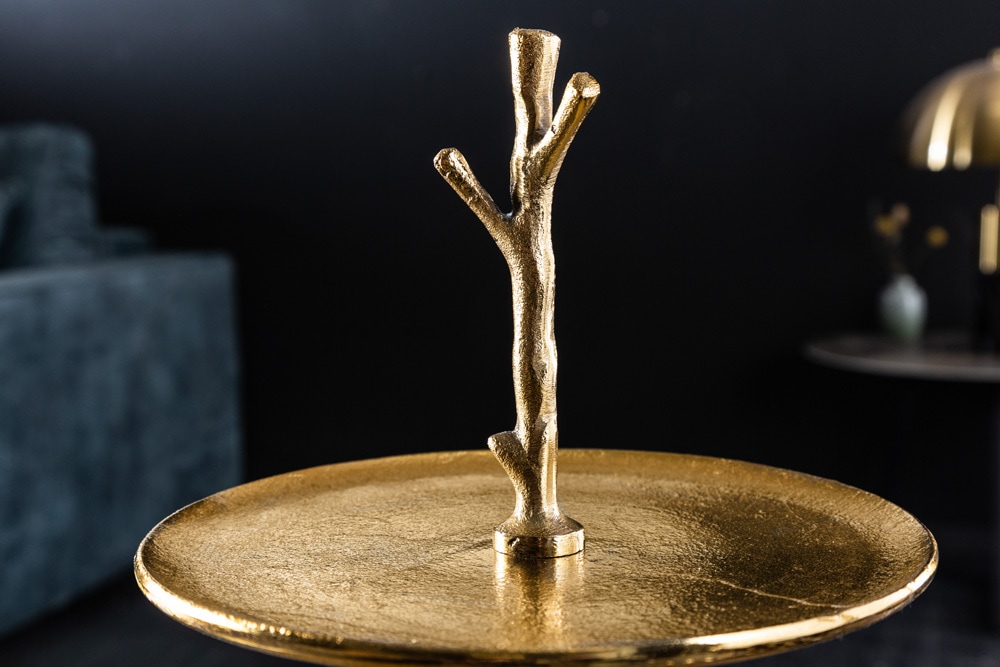 Design Etagere ABSTRACT 50cm gold Metall mit drei Etagen