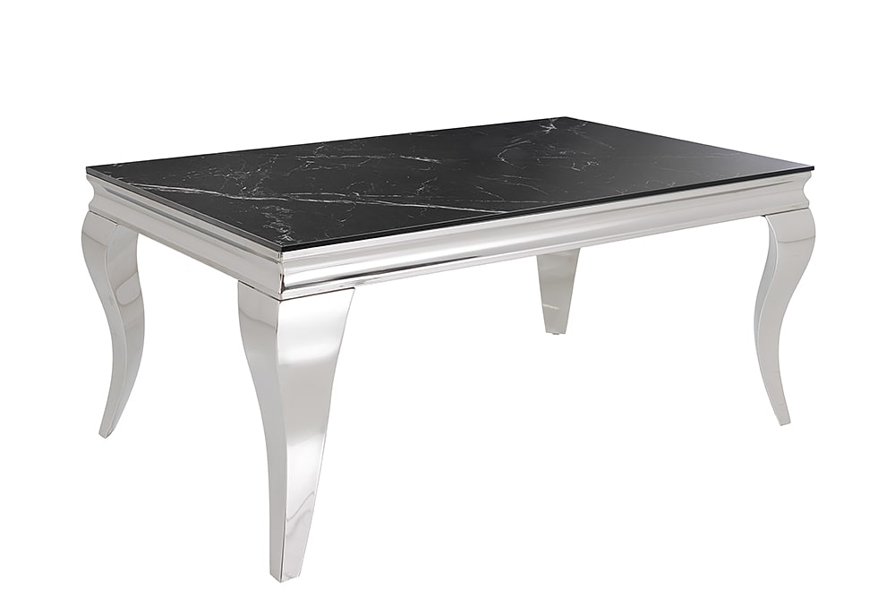 Design Couchtisch MODERN BAROCK 100cm schwarz anthrazit chrom Keramik Marmor