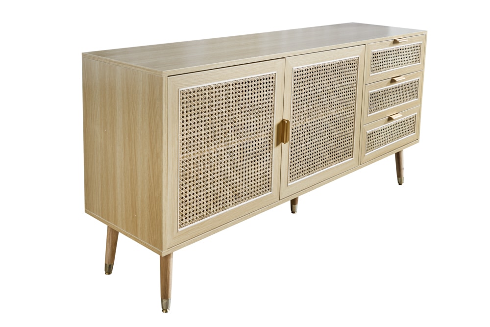 Design Sideboard VIENNA 155cm Wiener Geflecht Rattan Kommode mit Schubladen