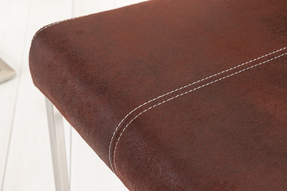Freischwinger Stuhl SAMSON dark coffee Edelstahlrahmen mit Komfortgriff