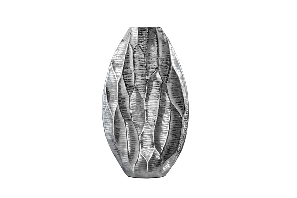 Elegante Vase ORGANIC ORIENT 44cm silber Hammerschlag Design
