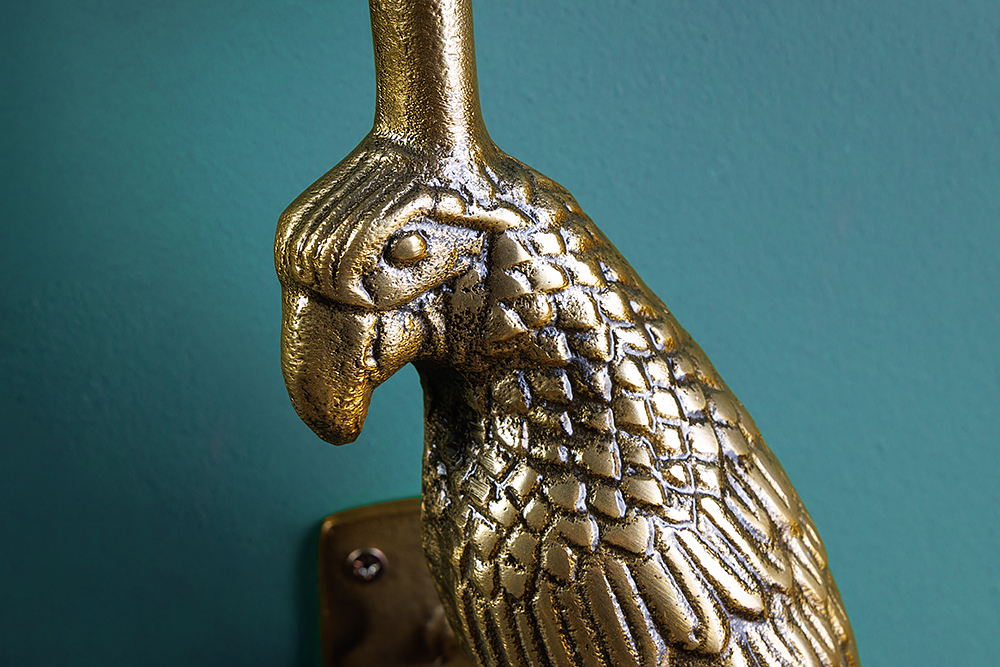 2er Set Wandgarderobe WILDLIFE BIRDS 45cm gold Metall Hammerschlag Design handmade