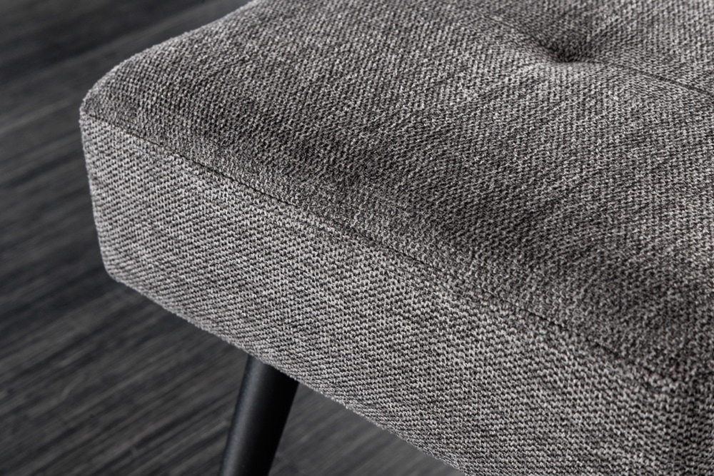 Design Sitzbank BOUTIQUE 100cm grau Strukturstoff Metallbeine schwarz
