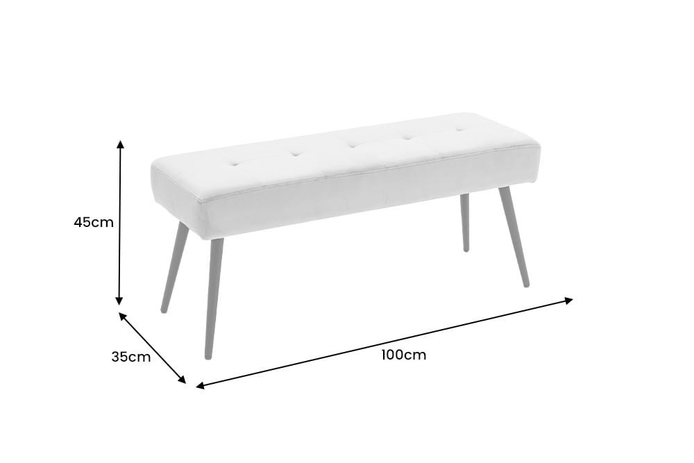 Design Sitzbank BOUTIQUE 100cm grün Samt schwarze Metallbeine