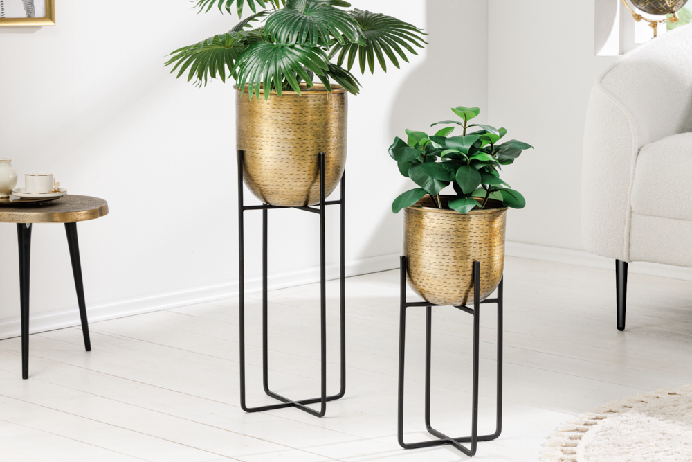 2er Set Blumentopf UNIT 70/50cm gold schwarz Metall Hammerschlag Design 2er Set Blumentopf UNIT 70/50cm gold schwarz Metall Hammerschlag Design