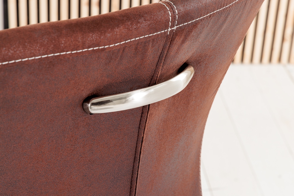 Freischwinger Stuhl SAMSON dark coffee Edelstahlrahmen mit Komfortgriff