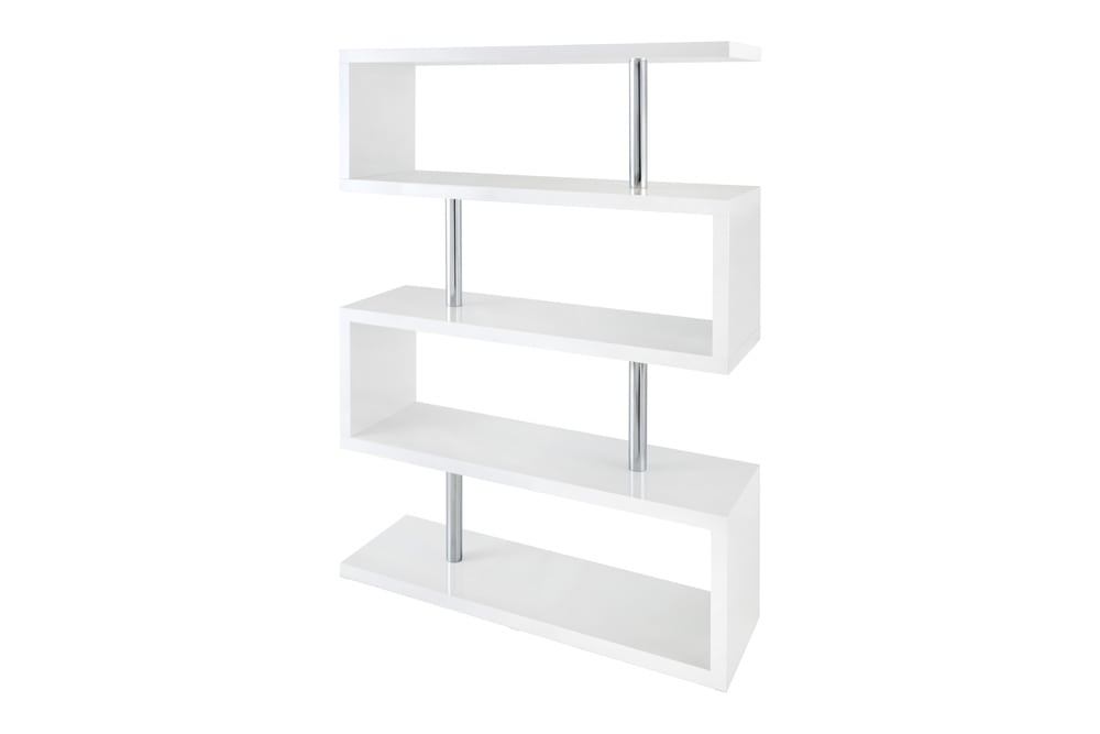 Design Regal SNAKE 165cm weiß Bücherregal Hochglanz mit fünf Böden